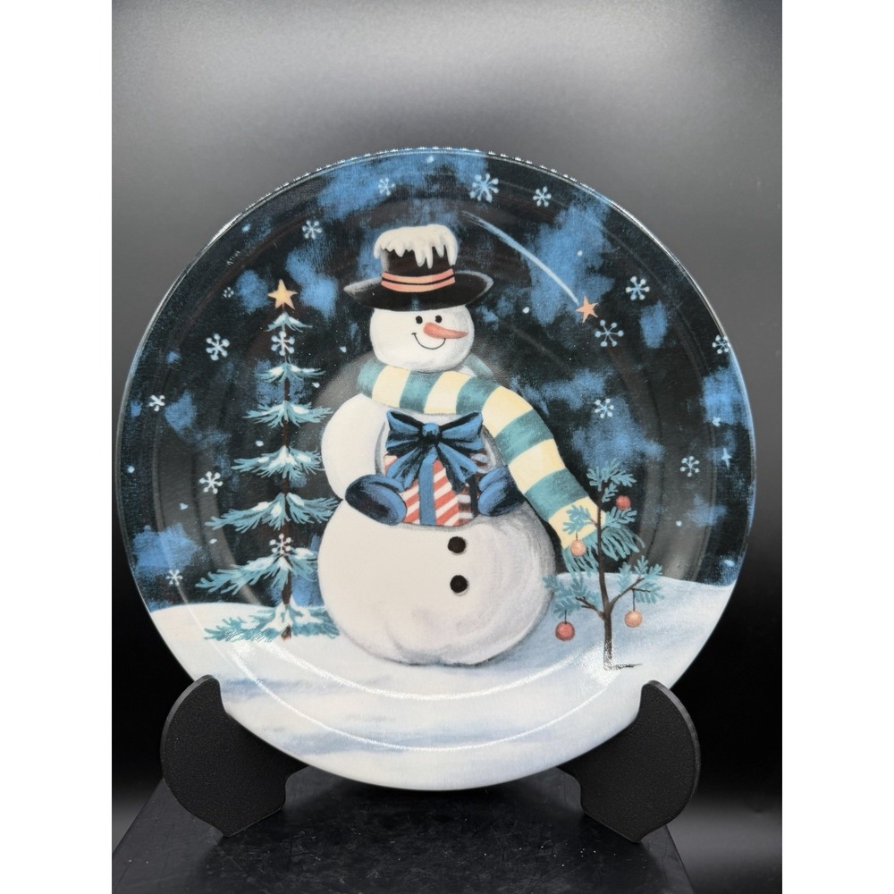 ⛄🍽️ Thomson Pottery "Jolly Snowmen" Decor Plate – 8.25" Ceramic – Holiday Dish